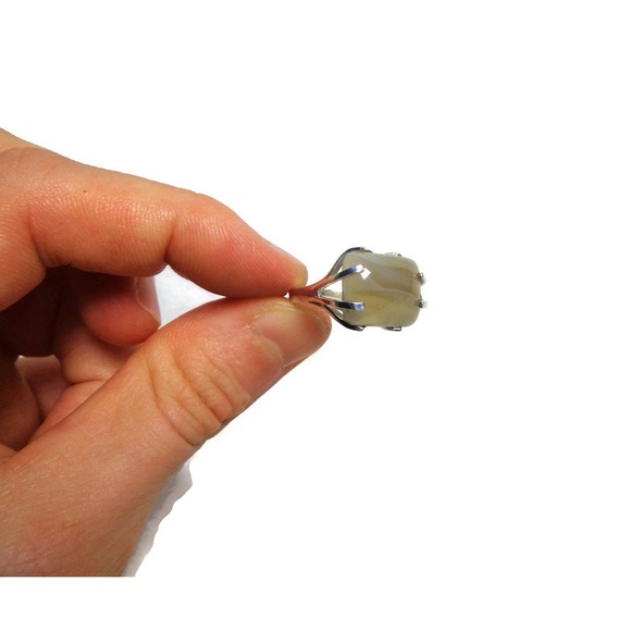 925 Sterling Silver Agate Ring, Natural Agate Ring Size 7.5, Custom Made Gift - Picture 6 of 9